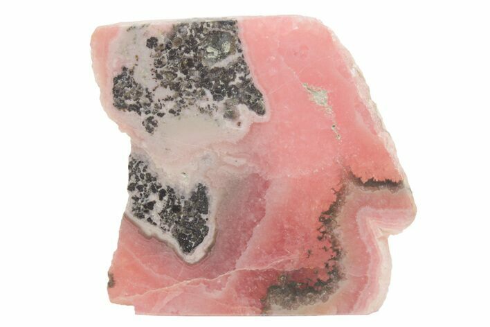 Rhodochrosite Stalactite Slice with Pyrite & Galena - Argentina #217379